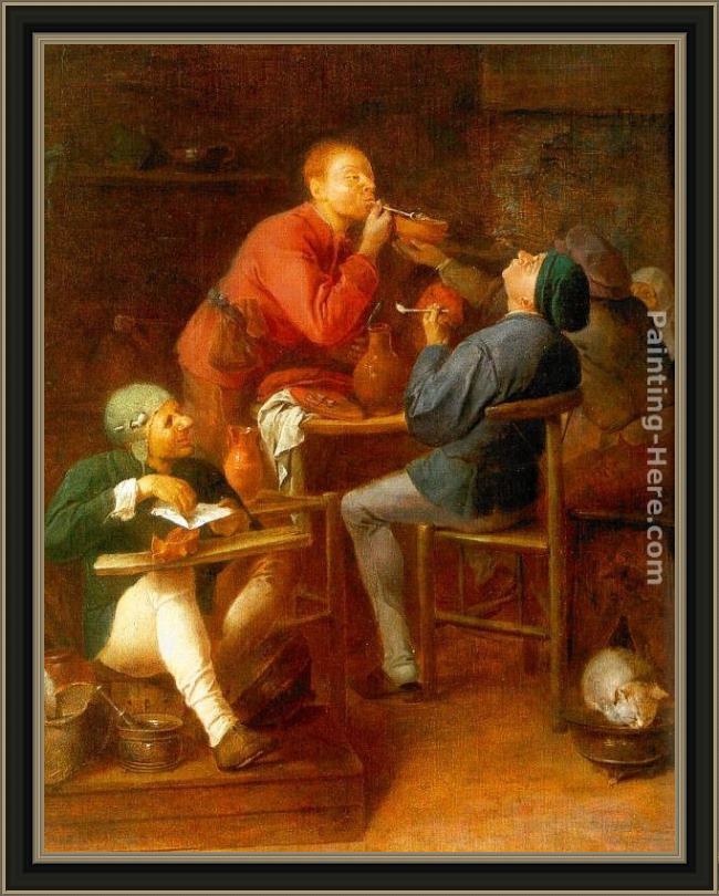 Framed Adriaen Brouwer the smokers painting