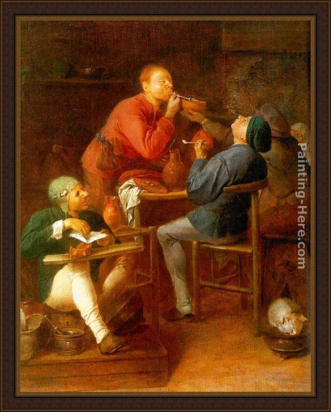 Framed Adriaen Brouwer the smokers painting