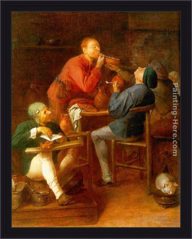 Framed Adriaen Brouwer the smokers painting