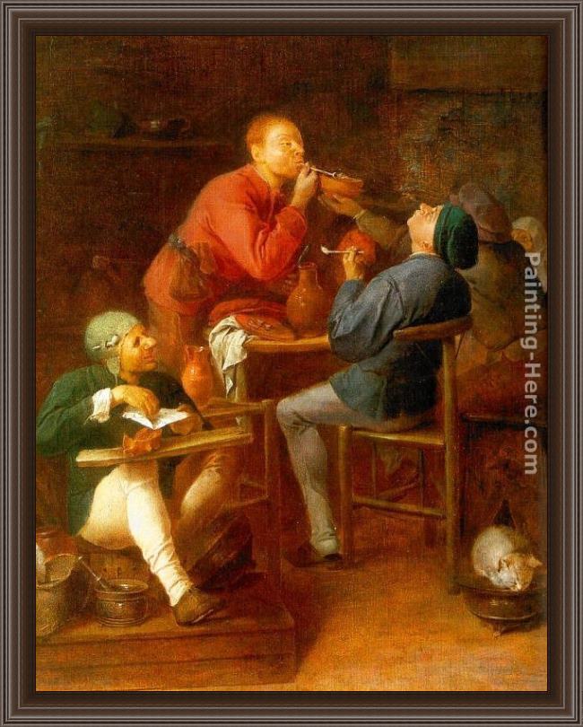 Framed Adriaen Brouwer the smokers painting