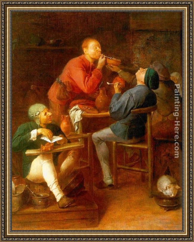 Framed Adriaen Brouwer the smokers painting