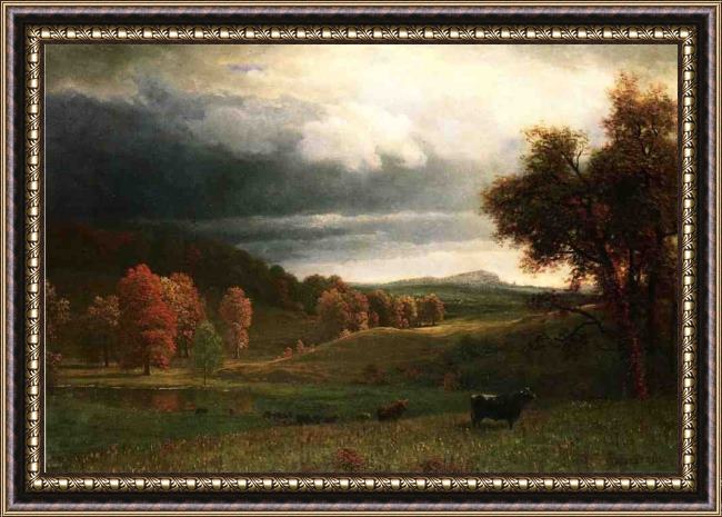 Framed Albert Bierstadt autumn landscape the catskills painting