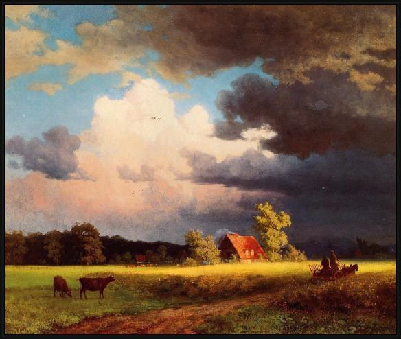 Framed Albert Bierstadt bavarian landscape painting