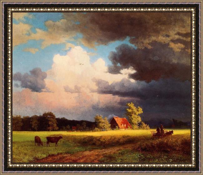 Framed Albert Bierstadt bavarian landscape painting
