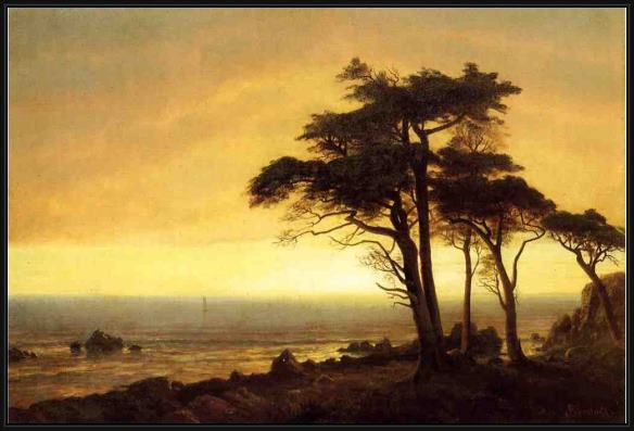 Framed Albert Bierstadt california coast painting