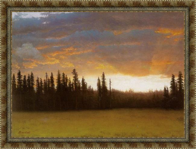 Framed Albert Bierstadt california sunset painting