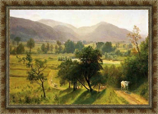Framed Albert Bierstadt conway valley, new hampshire painting