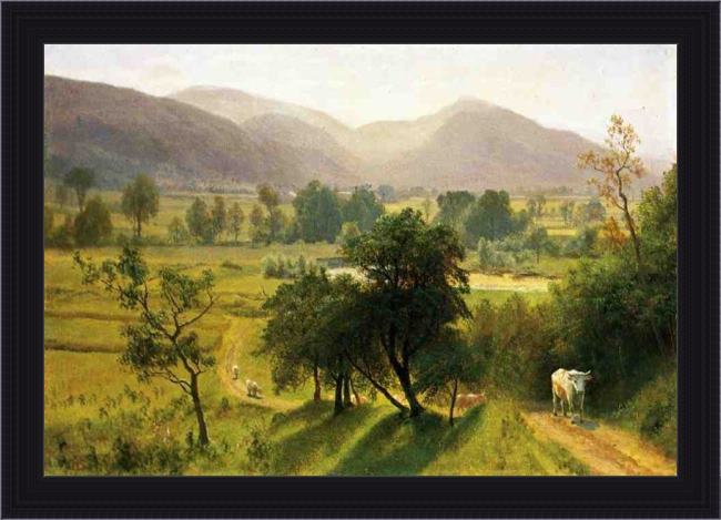 Framed Albert Bierstadt conway valley, new hampshire painting