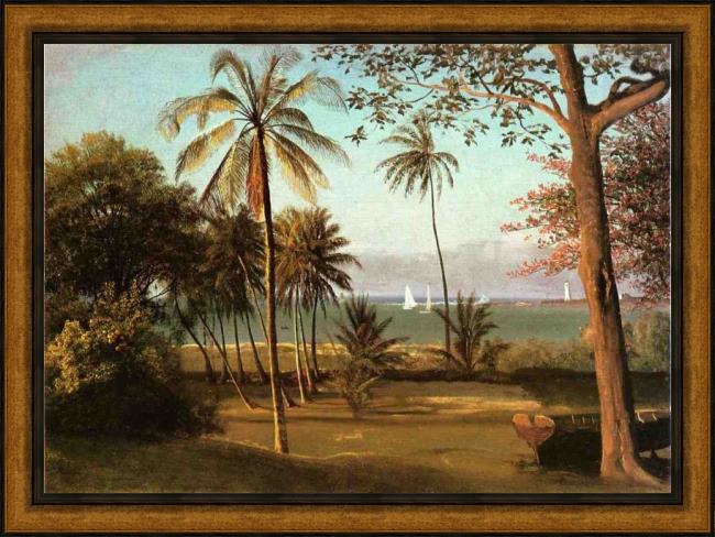 Framed Albert Bierstadt florida scene painting