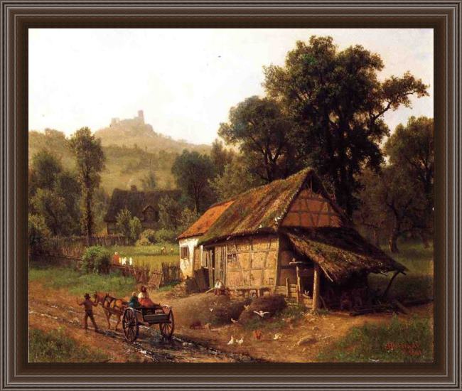 Framed Albert Bierstadt in the foothills painting