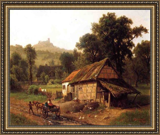 Framed Albert Bierstadt in the foothills painting