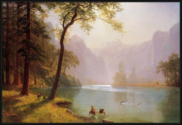 Framed Albert Bierstadt kerns river valley california painting