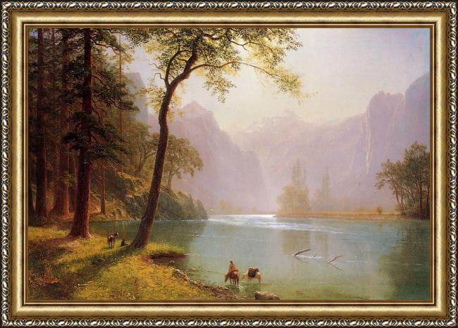 Framed Albert Bierstadt kerns river valley california painting