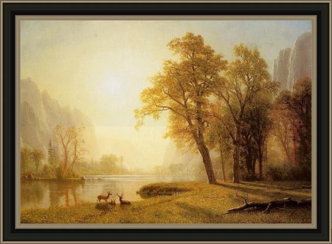 Framed Albert Bierstadt king's river canyon, california painting