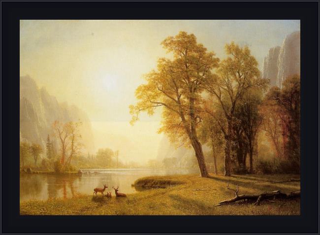 Framed Albert Bierstadt kings river canyon california painting