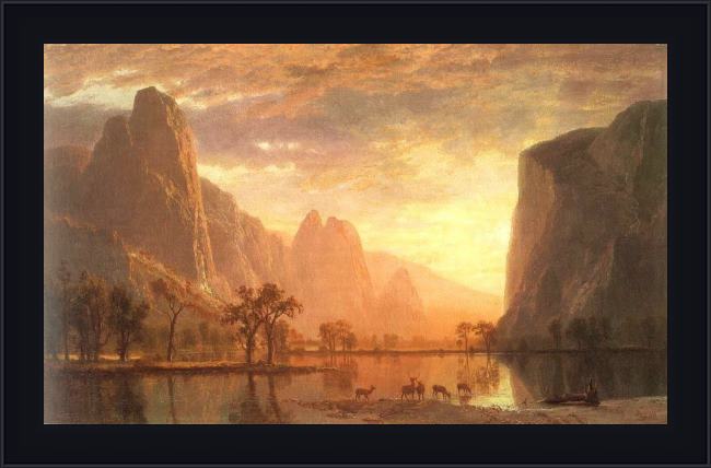 Framed Albert Bierstadt valley of the yosemite painting
