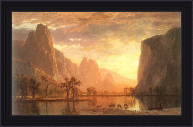 Framed Albert Bierstadt valley of the yosemite painting
