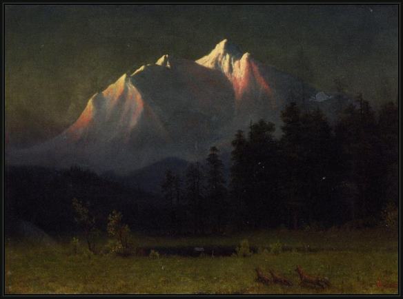 Framed Albert Bierstadt western landscape painting