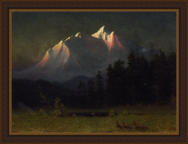 Framed Albert Bierstadt western landscape painting