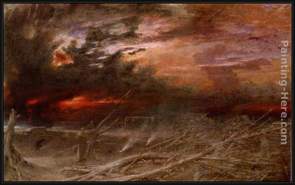 Framed Albert Goodwin apocalypse painting