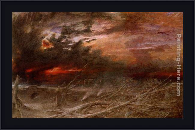 Framed Albert Goodwin apocalypse painting