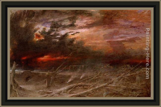 Framed Albert Goodwin apocalypse painting