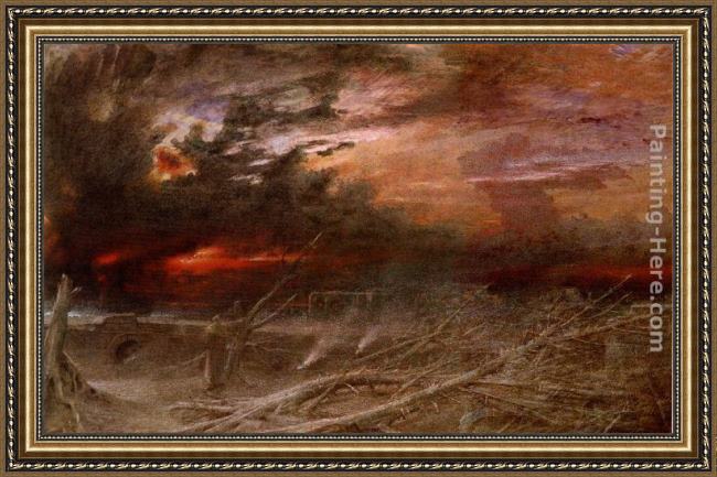 Framed Albert Goodwin apocalypse painting