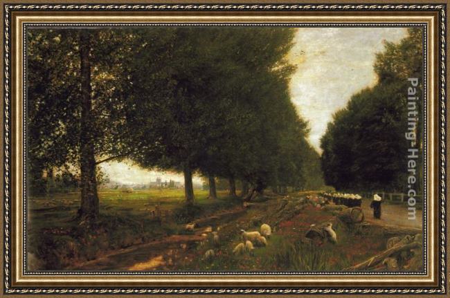Framed Albert Goodwin on the road to winchester painting