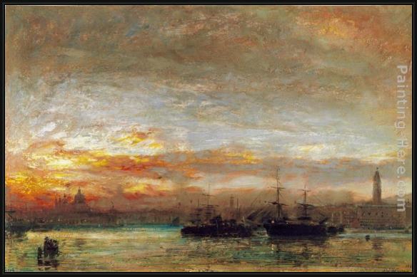 Framed Albert Goodwin venice painting