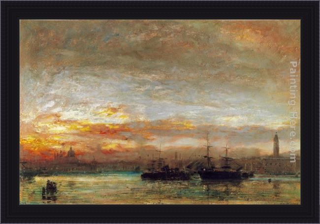 Framed Albert Goodwin venice painting