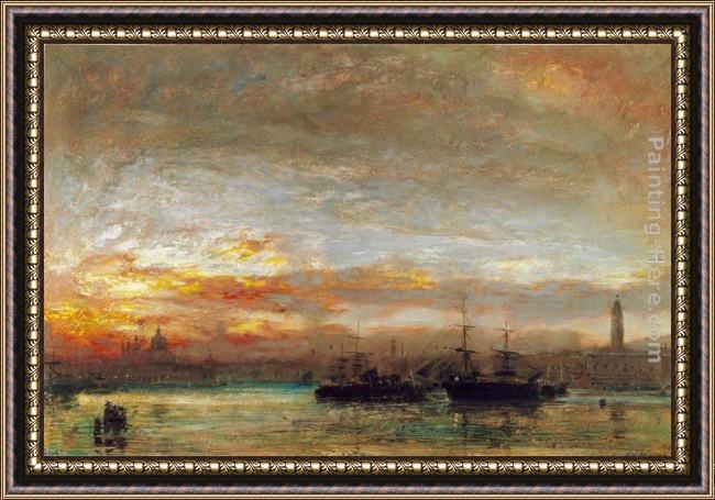 Framed Albert Goodwin venice painting