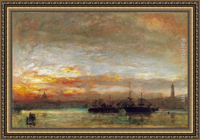 Framed Albert Goodwin venice painting