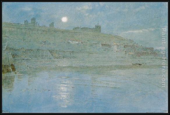 Framed Albert Goodwin whitby by moonlight painting