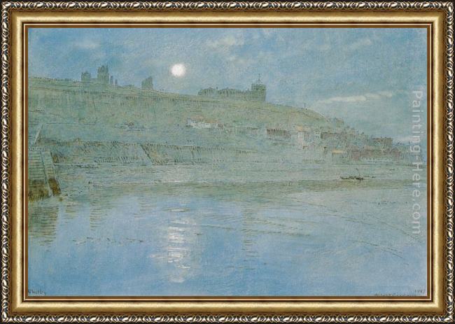 Framed Albert Goodwin whitby by moonlight painting
