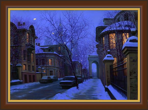Framed Alexei Butirskiy nightfall painting