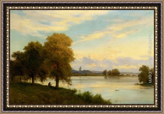 Framed Alfred Fontville De Breanski walton on thames painting