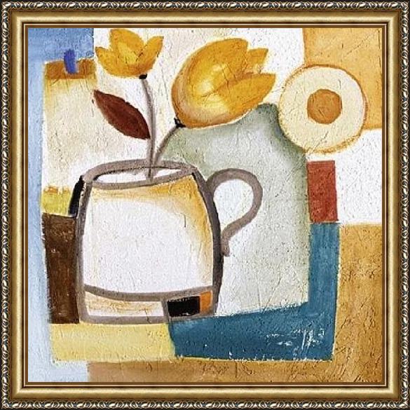 Framed Alfred Gockel cup of flower i painting