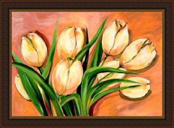 Framed Alfred Gockel natural beauty tulips i painting