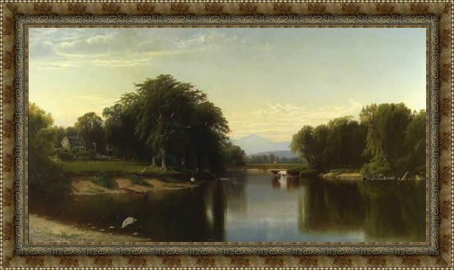 Framed Alfred Thompson Bricher saco river new hampshire painting