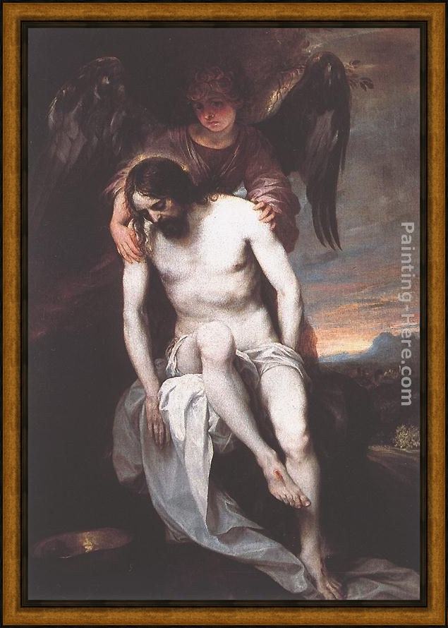 Framed Alonso Cano the dead christ supported by an angel painting