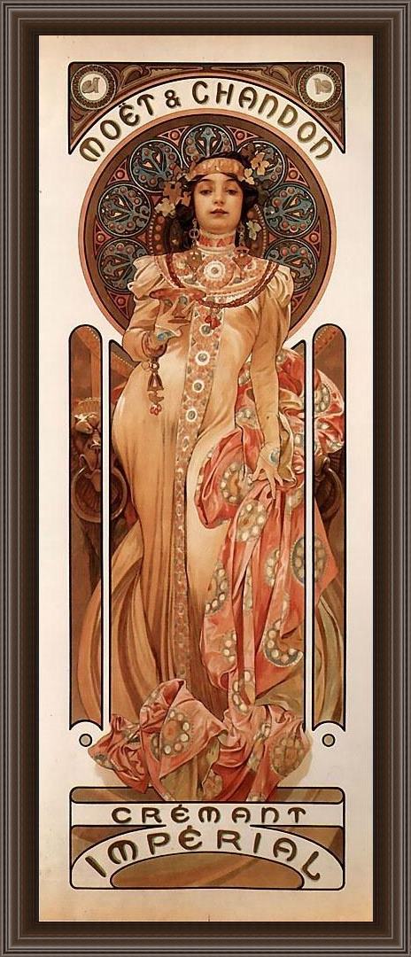 Framed Alphonse Maria Mucha moet and chandon cremant imperial painting