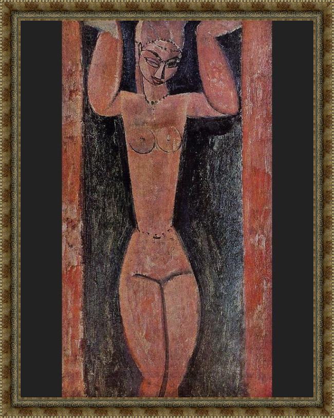 Framed Amedeo Modigliani caryatid 2 painting