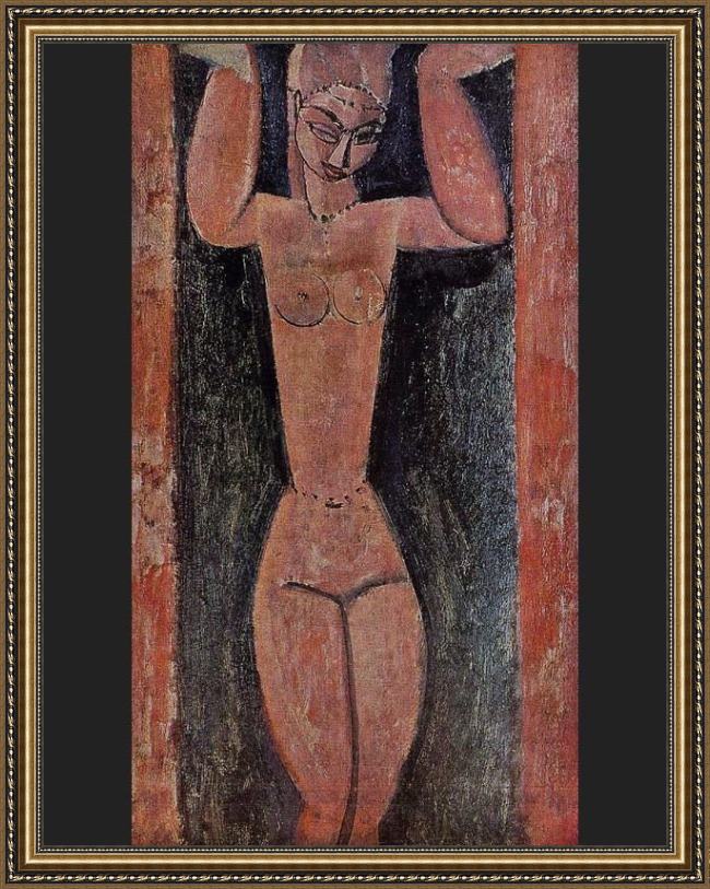 Framed Amedeo Modigliani caryatid 2 painting
