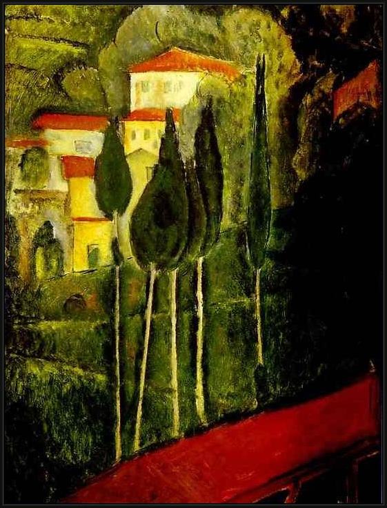 Framed Amedeo Modigliani landscape painting