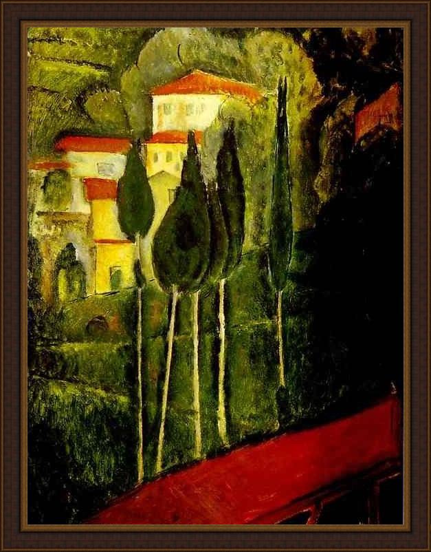 Framed Amedeo Modigliani landscape painting