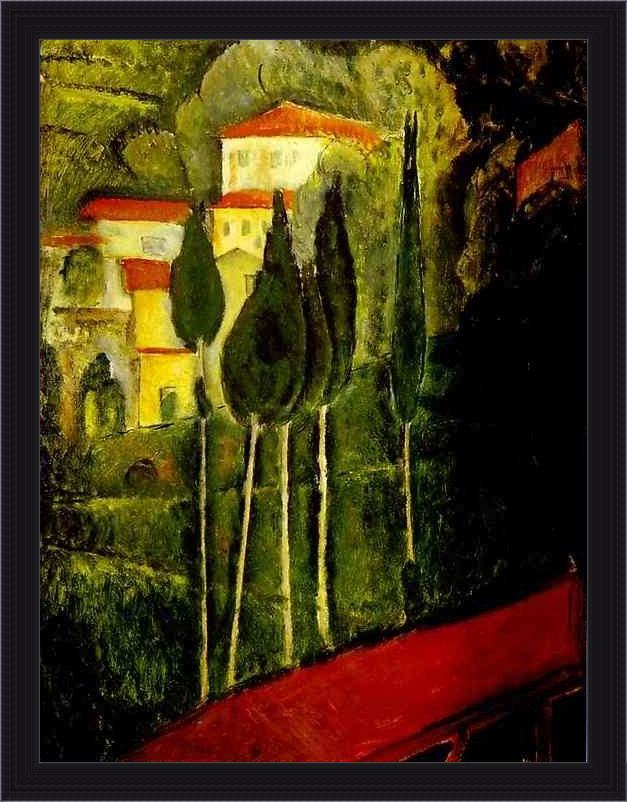 Framed Amedeo Modigliani landscape painting