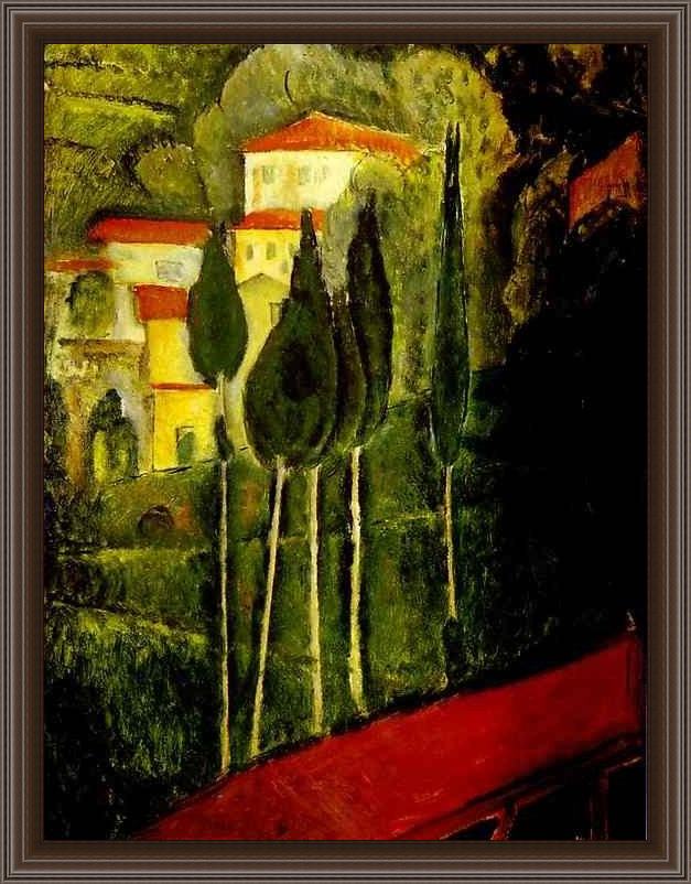 Framed Amedeo Modigliani landscape painting