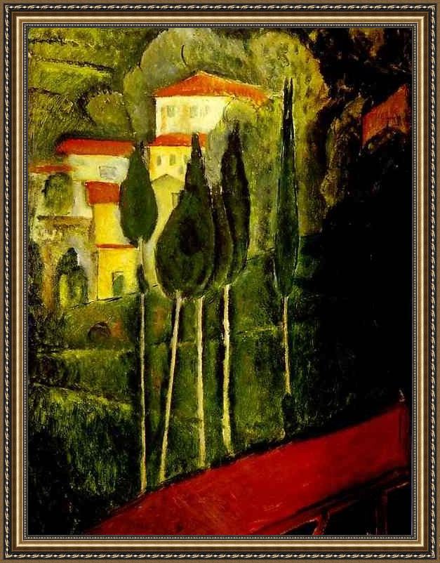 Framed Amedeo Modigliani landscape painting