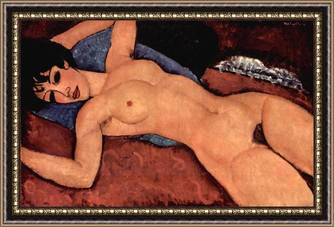 Framed Amedeo Modigliani red nude painting