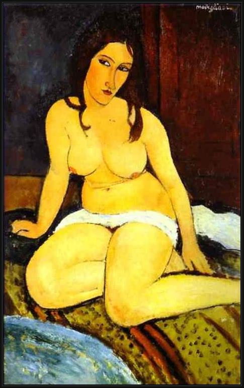 Framed Amedeo Modigliani seated nude 1 painting